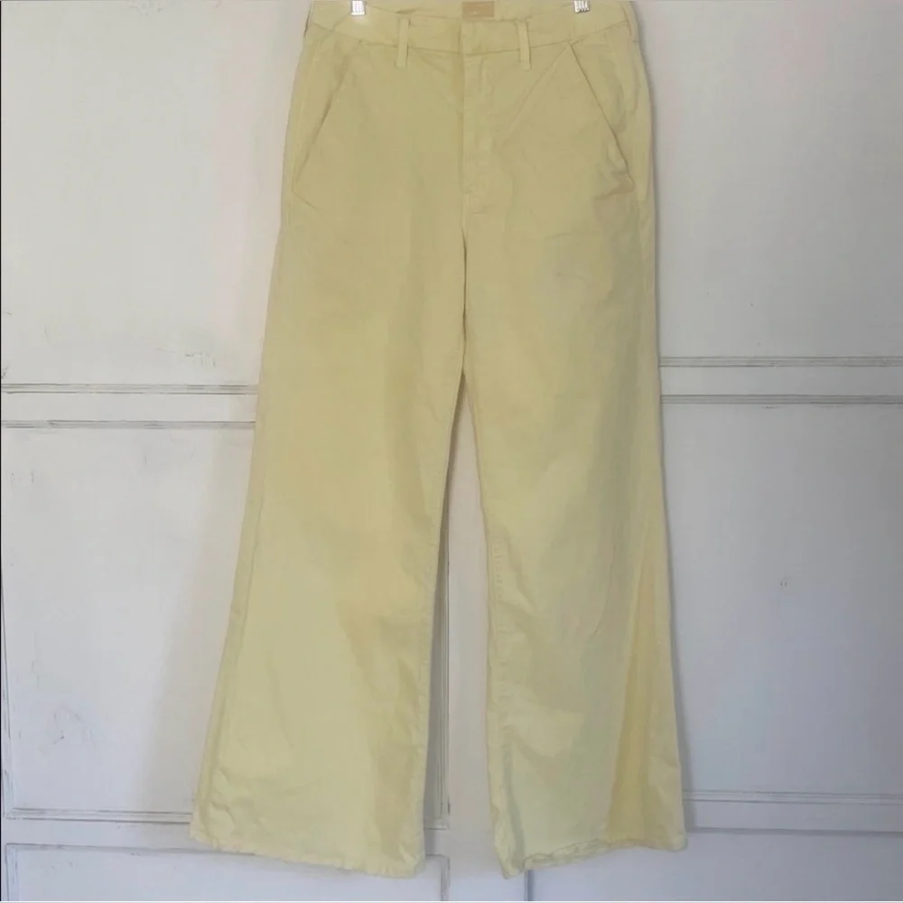 MOTHER  “The Roller Prep” Wide Leg Pants in butter yellow color “Killing Time” - Picture 2 of 11